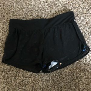 Fabletics shorts with built-in colorful spandex